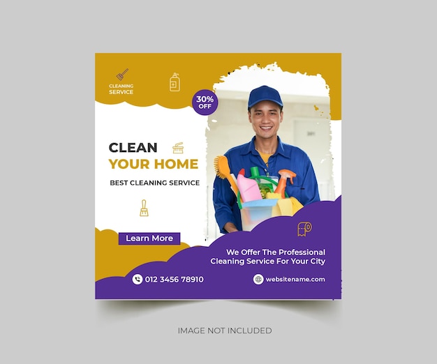 Vector best cleaning service social media post and home cleaning service banner template