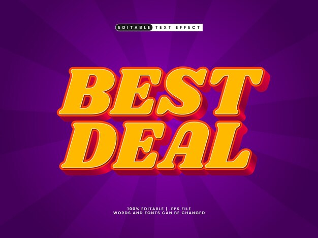 Vector best deal editable text effect in sale and discount text style