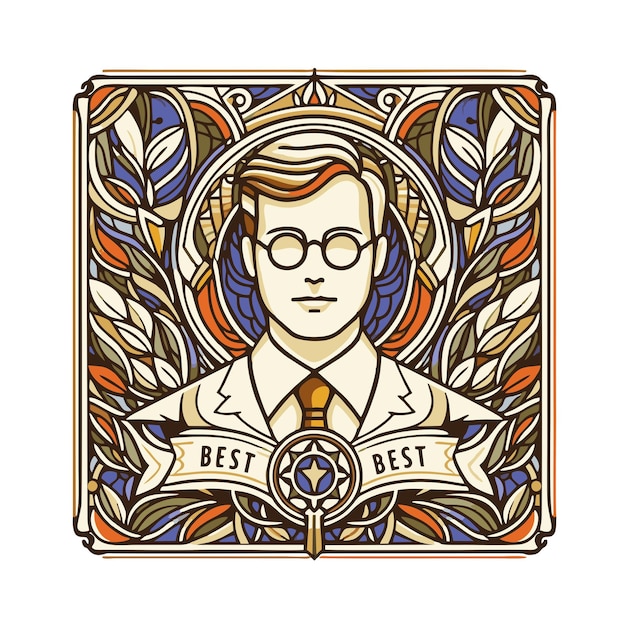 best employee flat vector design in art nouveau style