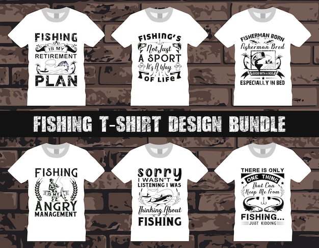 Vector best fishing typography vector t shirt design bundle