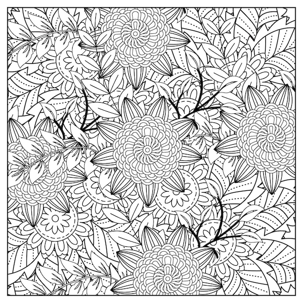 Best Flower coloring page and hand drawn flower illustration mandala for adult