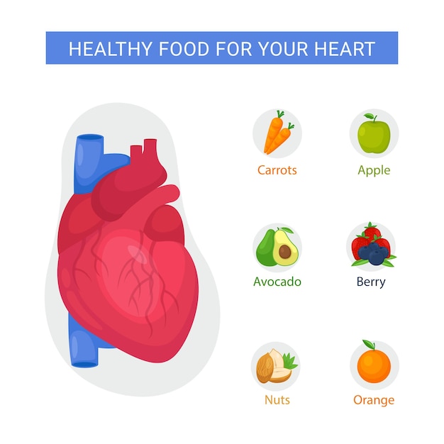 Best Food for heart health set illustration