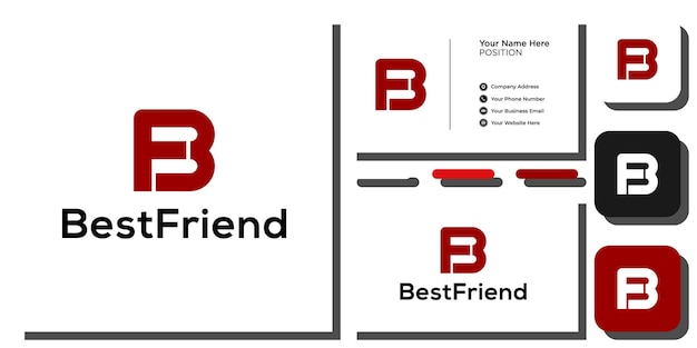 best friend capital initial letter symbol monogram uppercase lowercase with business card template