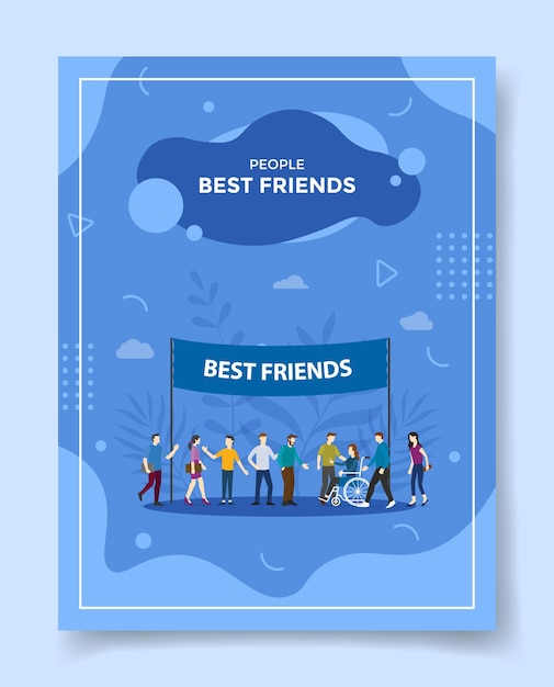 Vector best friend people meet up together for template of flyer