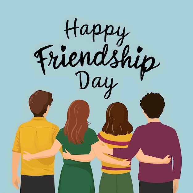 best friends celebrating friendship day vector illustration