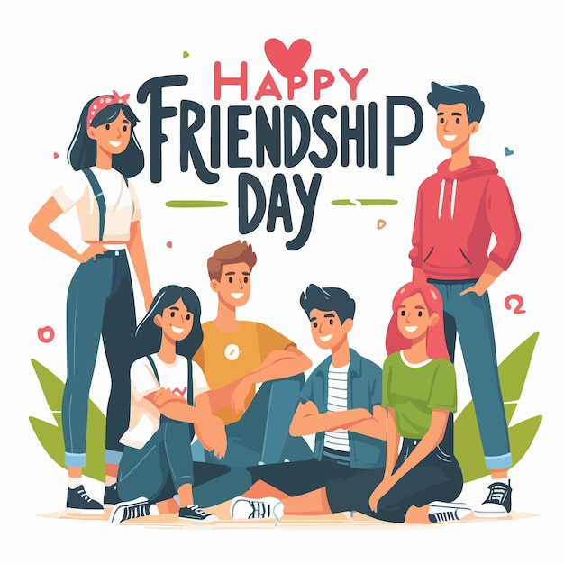 best friends celebrating friendship day vector illustration