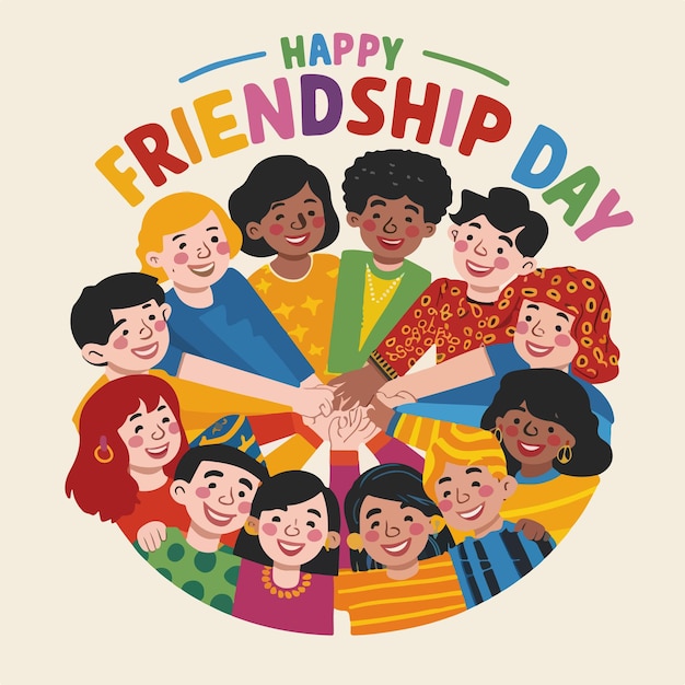 best friends celebrating friendship day vector illustration