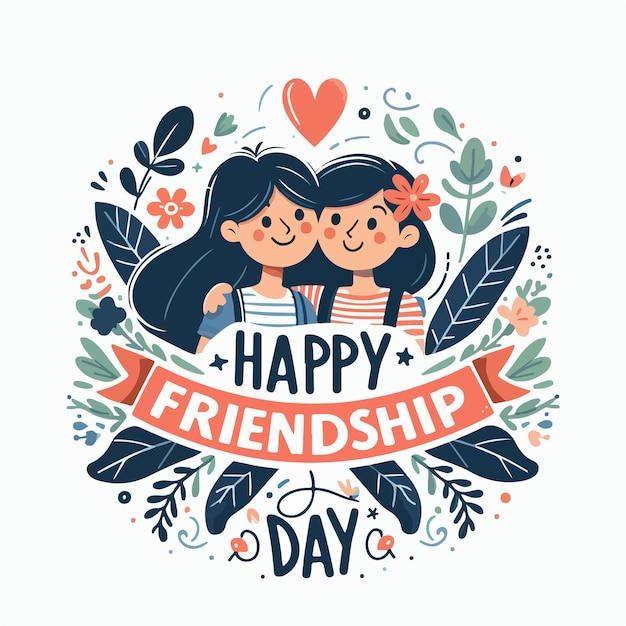 best friends celebrating friendship day vector illustration