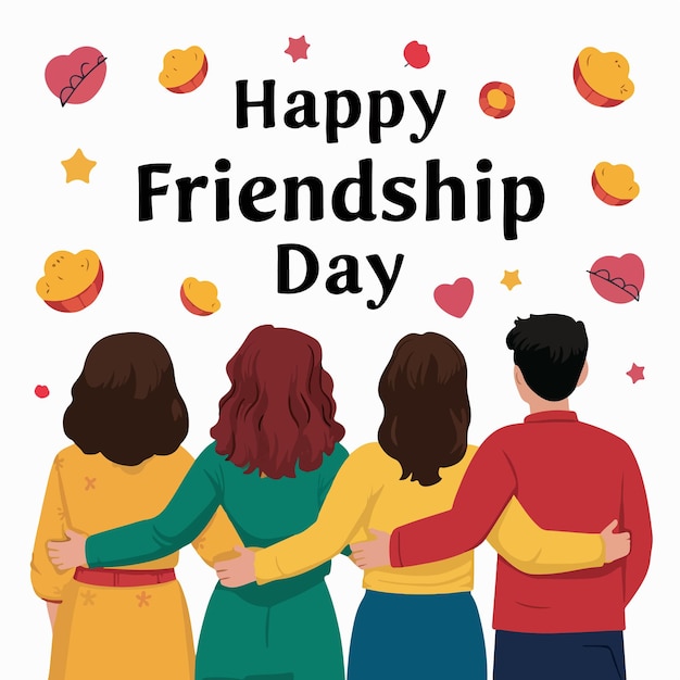 best friends celebrating friendship day vector illustration