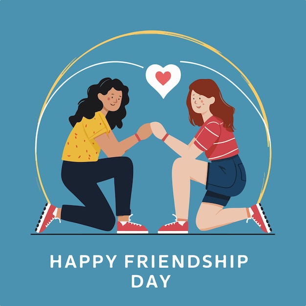 best friends celebrating friendship day vector illustration