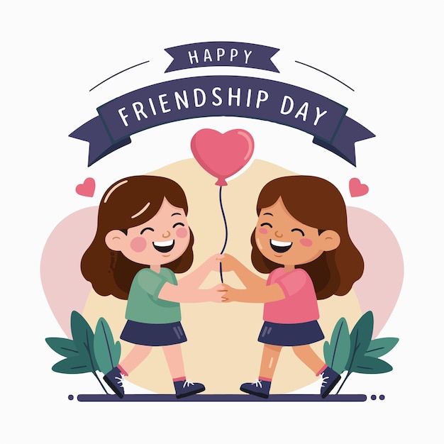 best friends celebrating friendship day vector illustration