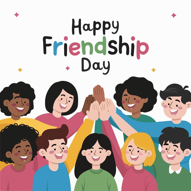 best friends celebrating friendship day vector illustration