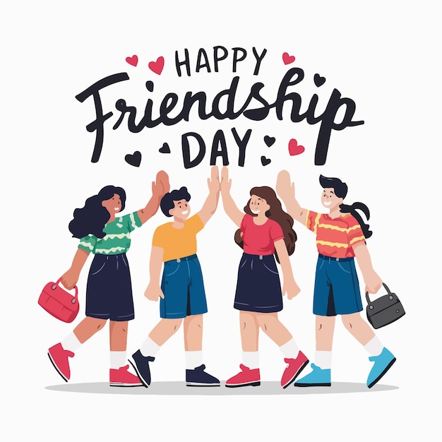 best friends celebrating friendship day vector illustration