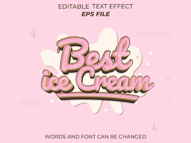 best ice cream text effect font editable typography 3d text for food industry vector template