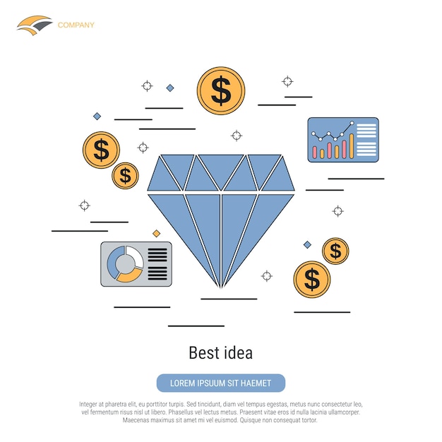 Best idea flat contour style vector concept illustration