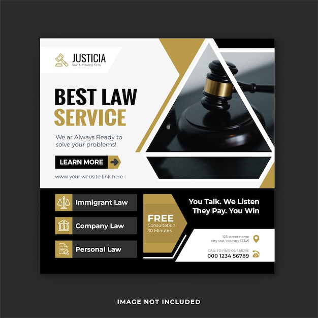 Best law service and law consultation social media post and Instagram banner