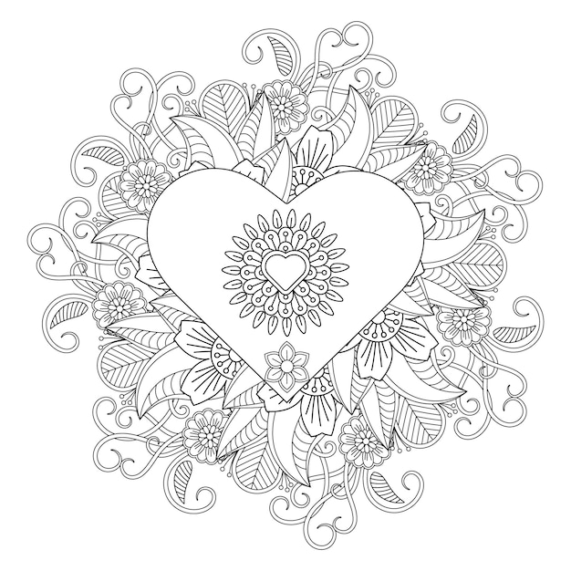 Best Love word flower mandala coloring page