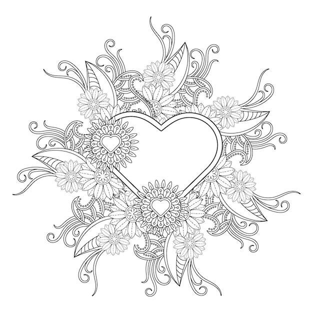 Best Love word flower mandala coloring page