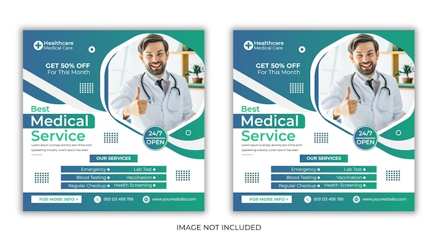 Best Medical healthcare service square template for Instagram post