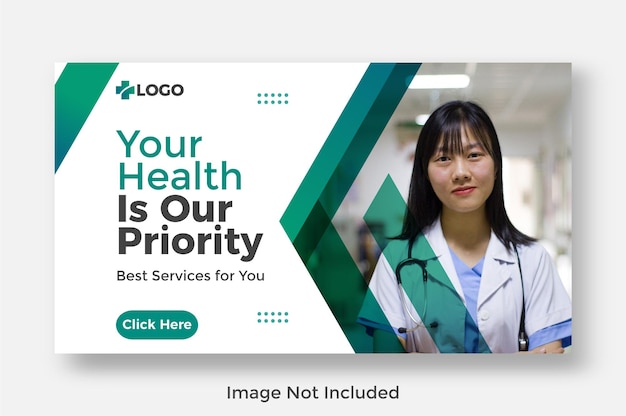 Best Medical Healthcare Youtube Thumbnail and Web Banner Template Design Vector