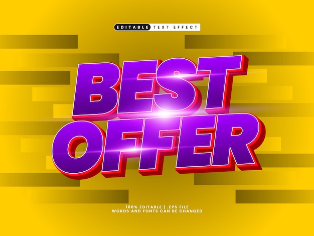 Vector best offer editable text effect in kids and cartoon text style