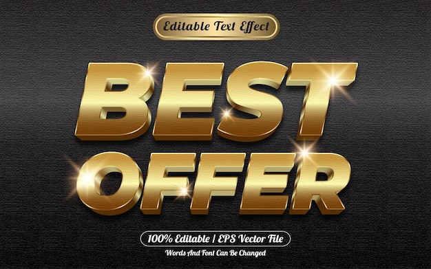 Best offer golden 3d editable text effect style template