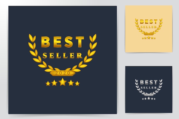 The best offer. Golden laurel wreath label with crown and stars, royal luxury award for best business logo Ideas. Inspiration logo design. Template Vector Illustration. Isolated On White Background