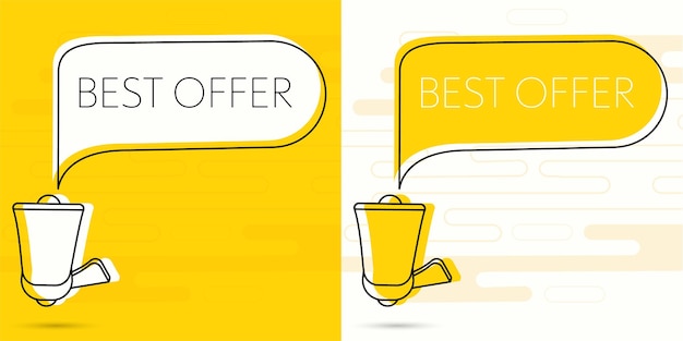 Best offer Megaphone and colorful yellow speech bubble with quote Blog management blogging and writing for website Concept poster for social networks advertising banner