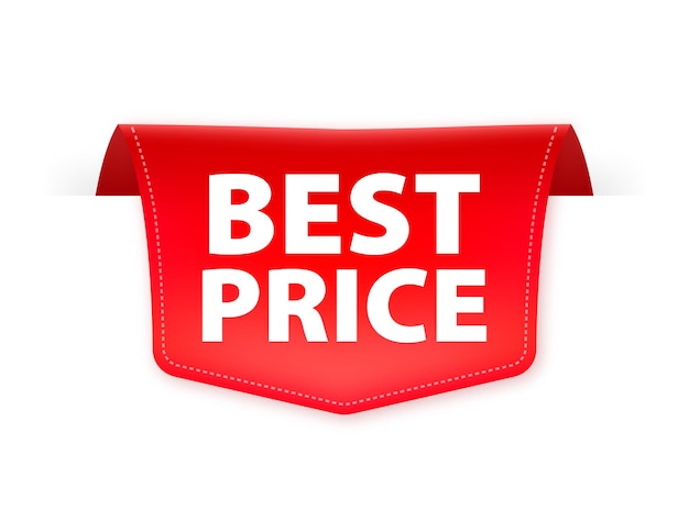 Best price red label with ribbon Vector illustration