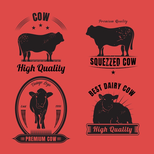 Best quality dairy cow vintage logo set