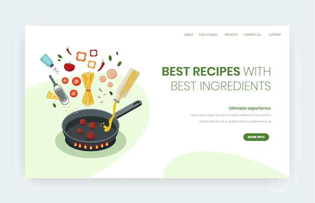 Vector best recipes vector website landing page design template