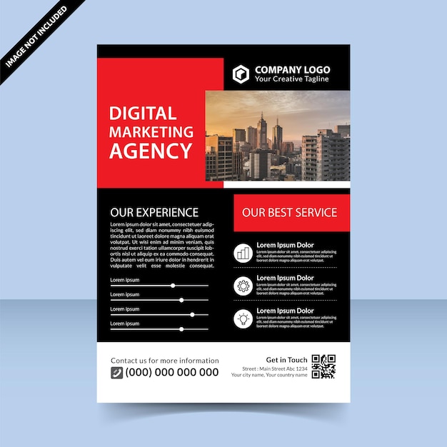 Best red black digital marketing agency flyer template design