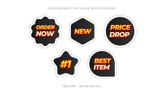 Best Sale new price drop order now text Effect Flat stickers collection Vector