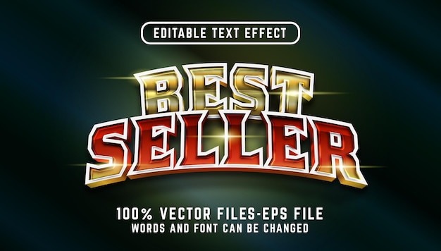 Best seller 3d text effect. editable text with golden style premium vectors