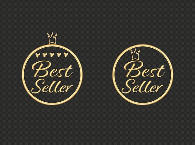 Vector best seller golden label badge with crown