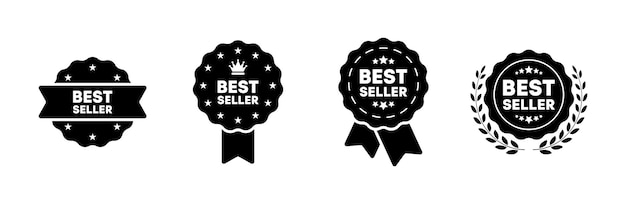 Best seller icon set Star badge with ribbons Vector EPS 10