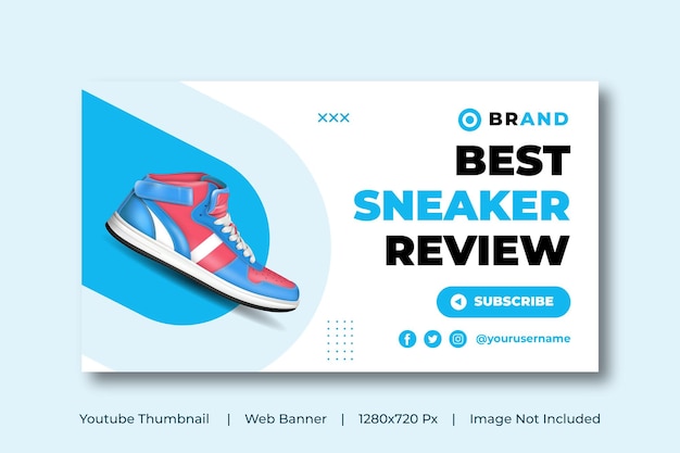 Best sneaker review youtube thumbnail or web banner template Online shopping  Shoes sell Banner