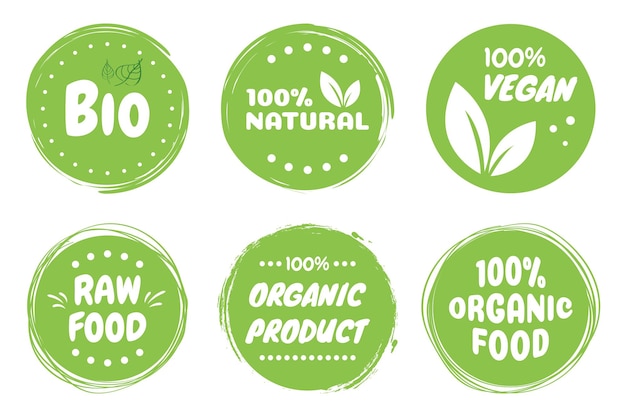 Best vector Set bio vegan ecology organic logos and badges label tag Vector illustration design