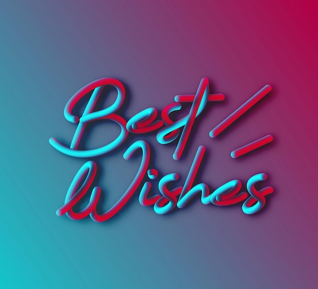 Best Wishes Calligraphic 3d Pipe Style Text Vector illustration Design