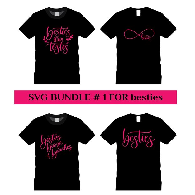 Vector besties svg typographic tshirt design bundle