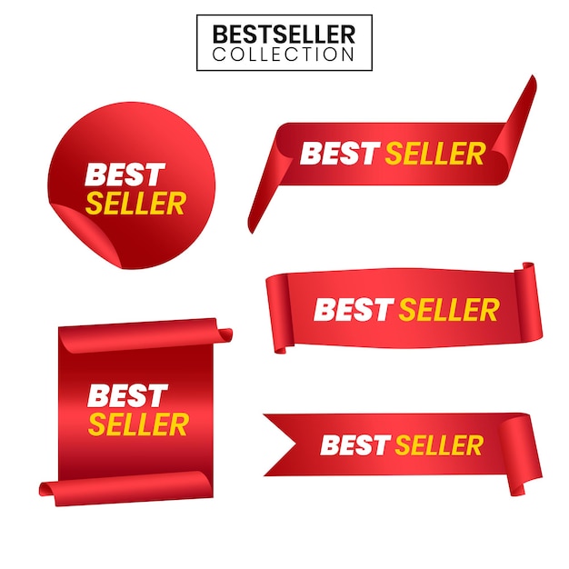 Bestseller red ribbon vector  templates