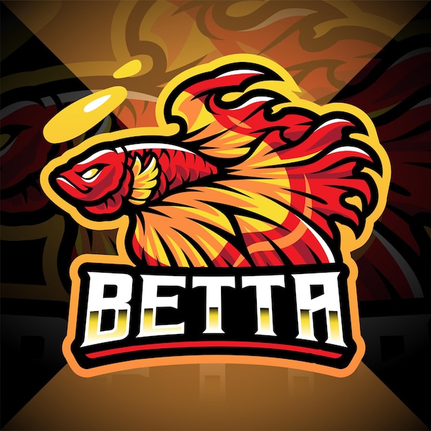 Betta fish esport mascot logo