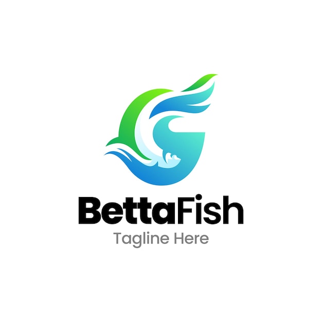 Betta fish gradient logo design