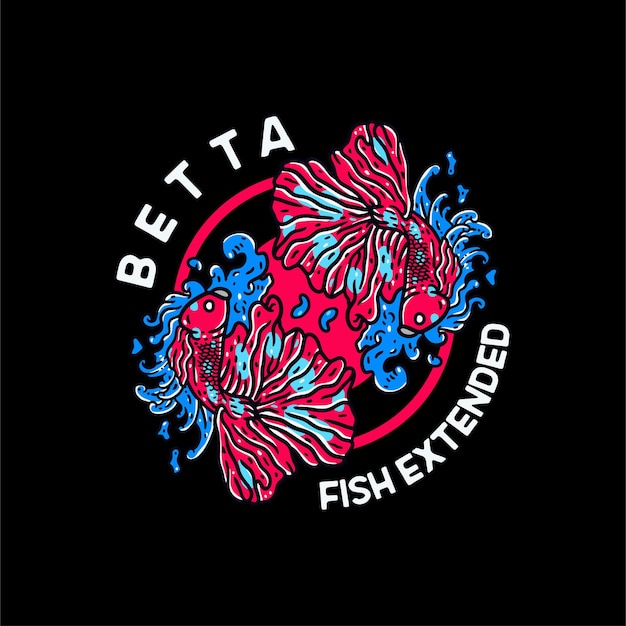 Betta fish Illustration Vintage For Tshirt