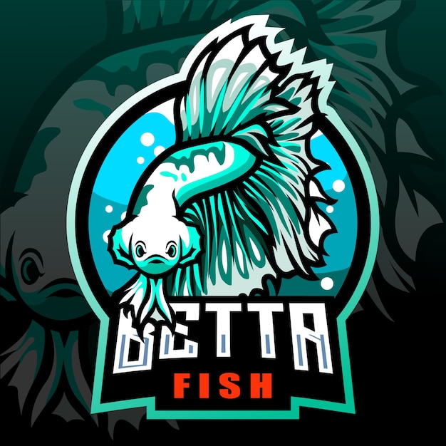 Betta fish mascot esport logo design