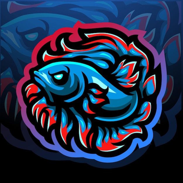 Betta fish mascot esport logo design