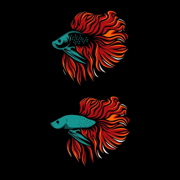 Betta logo design icon silhouette