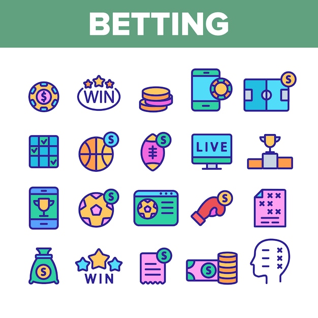 Betting Football Game Icons Set