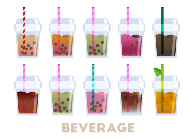 beverage coffee and bubble tea vector