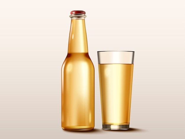 Beverage container mockup, glass bottle without label in  illustration for  uses